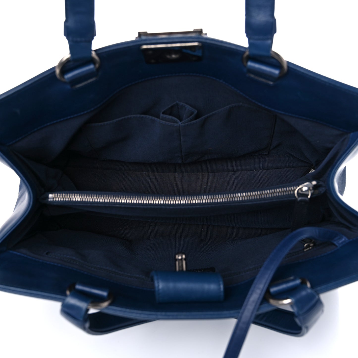 Calfskin Quilted Boy Shopping Tote Navy Blue