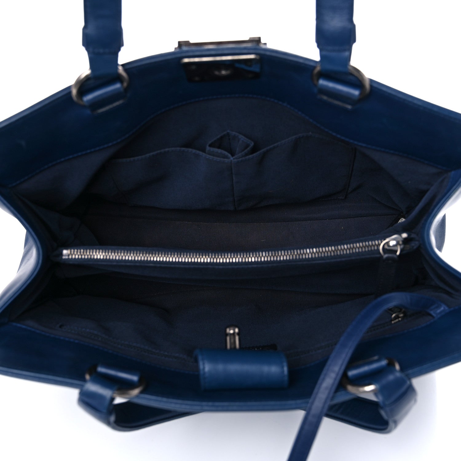 Chanel Calfskin Quilted Boy Shopping Tote Navy Blue 5 of 17