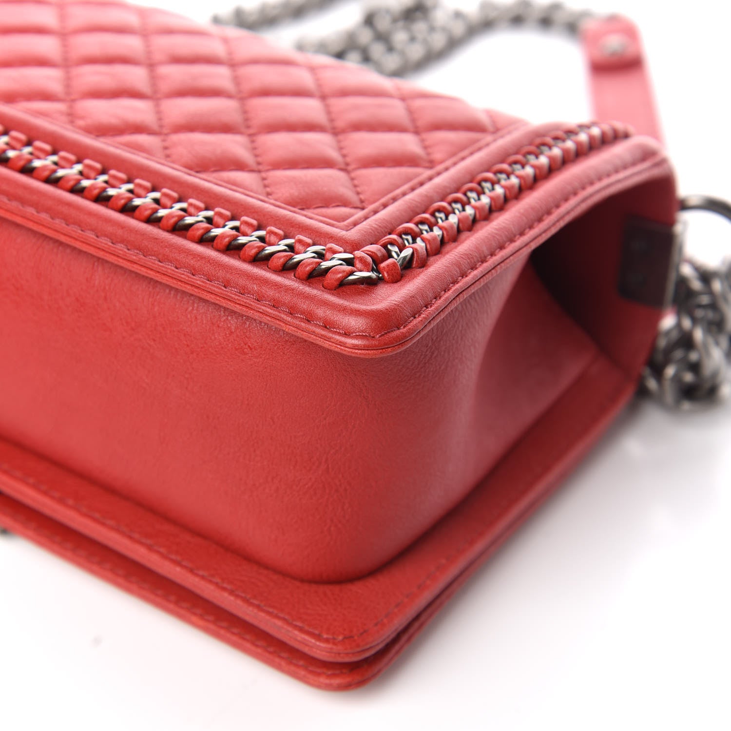 Chanel Calfskin Quilted Medium Top Handle Boy Flap Red 13 of 13