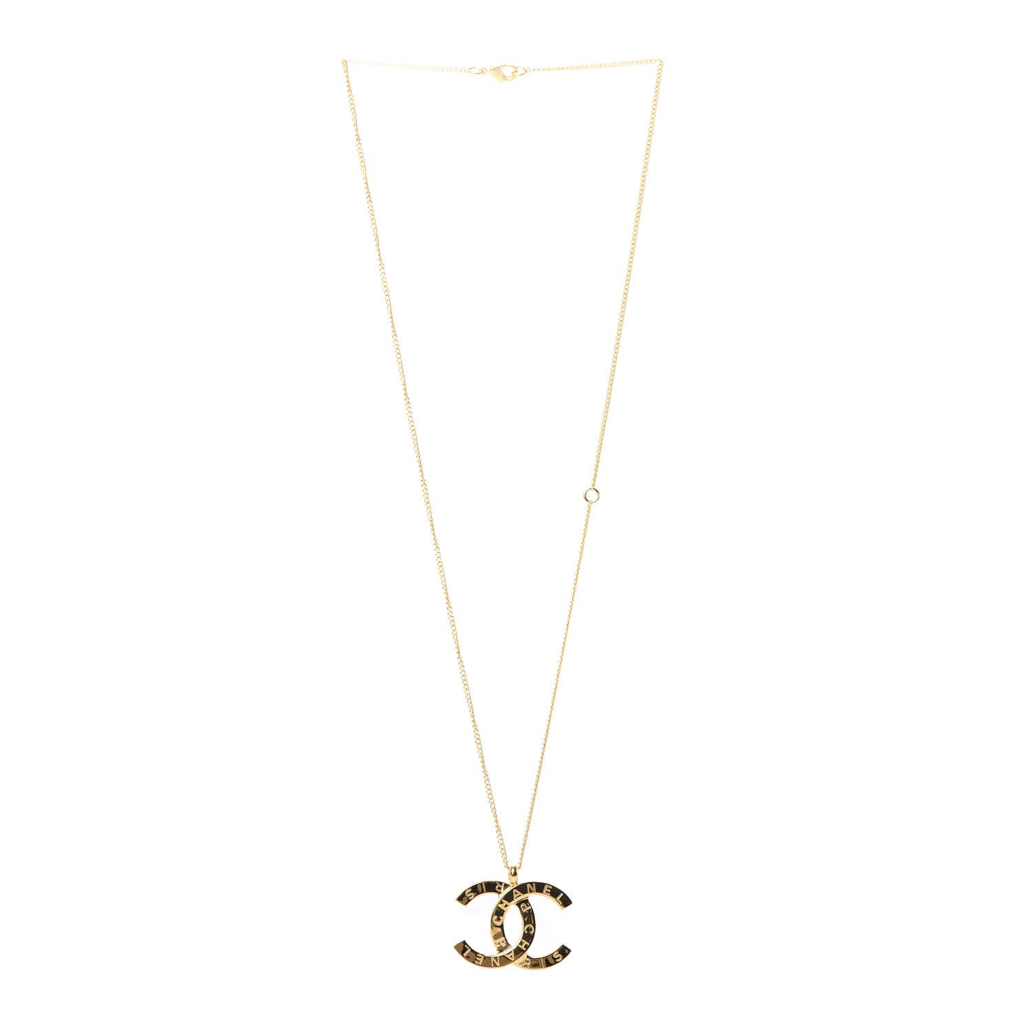 Chanel Metal CC Paris Button Necklace Gold 3 of 4