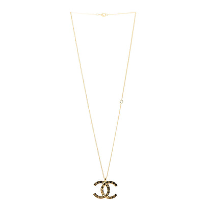 Chanel Metal CC Paris Button Necklace Gold 3 of 4