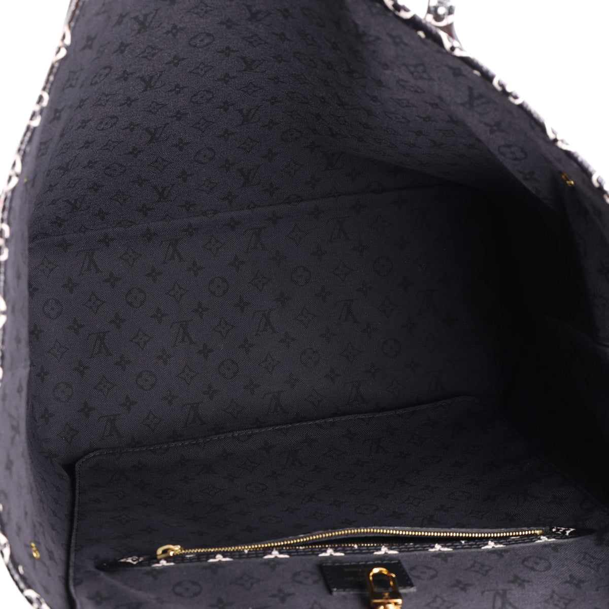 Monogram Giant Crafty Neverfull MM Creme Rouge Black