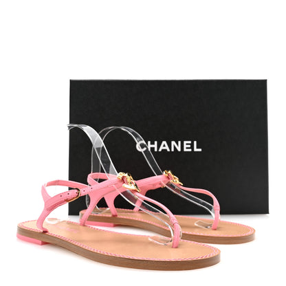 Chanel Lambskin CC Thong Sandals 39 Pink 8 of 8