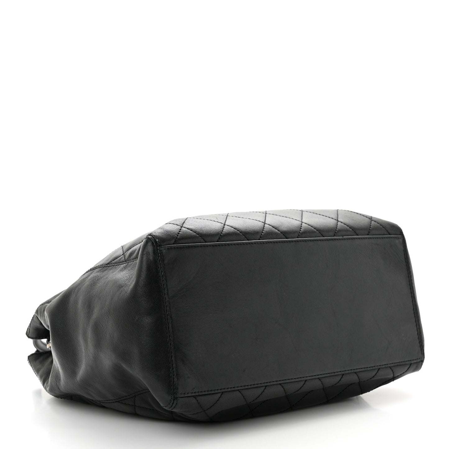 Lambskin Quilted Shopping Tote Black