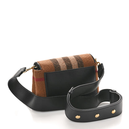 Burberry Cashmere Hackberry Check Note Medium Crossbody Bag Black 3 of 10