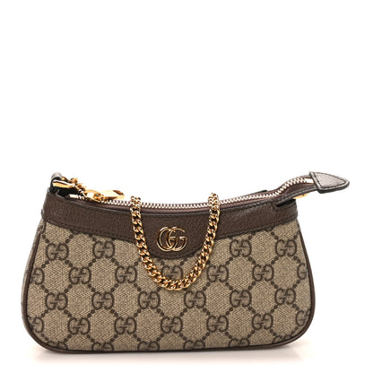 Gucci GG Supreme Monogram Textured Dollar Calfskin Mini Ophidia Chain Bag Beige Ebony 1 of 11