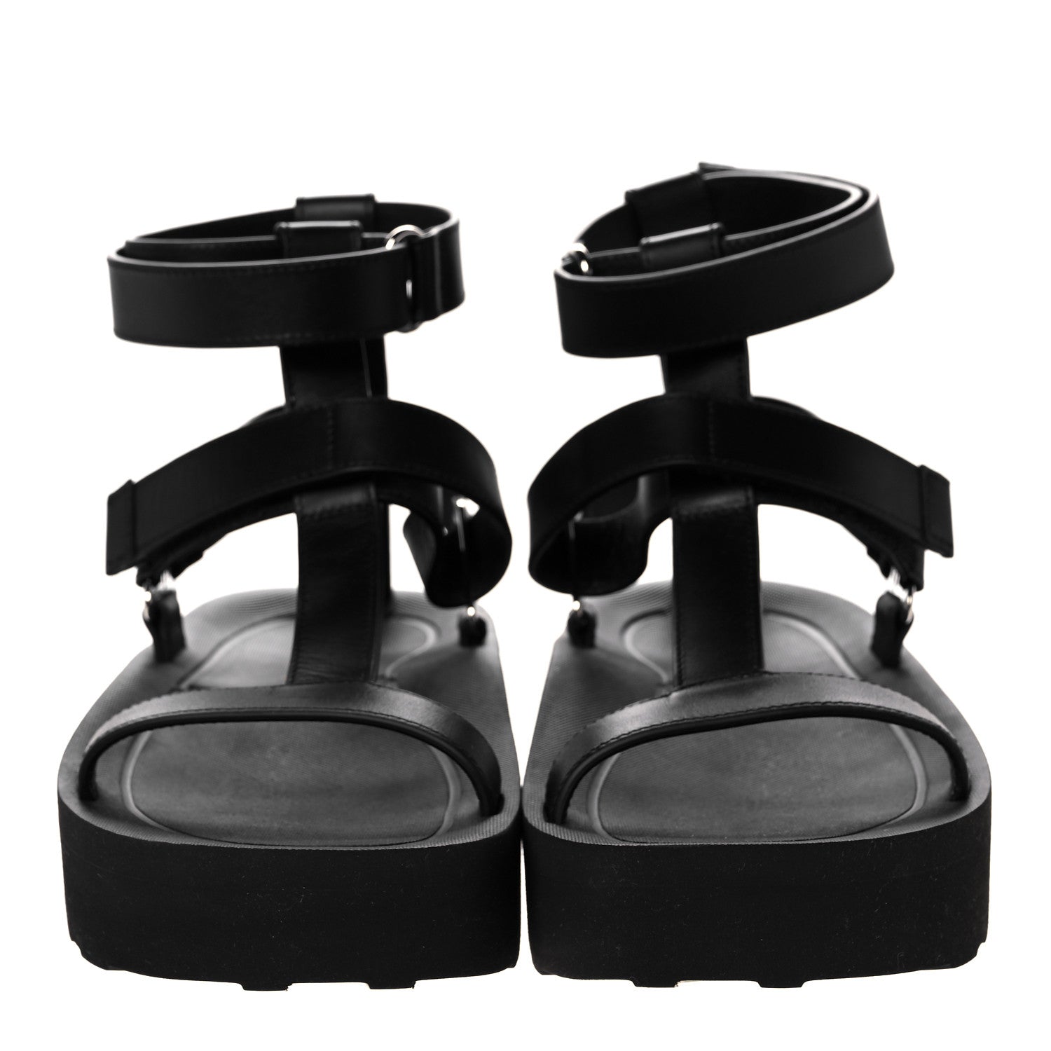 Hermes Calfskin Womens Enid Sandals 37 Black 2 of 8