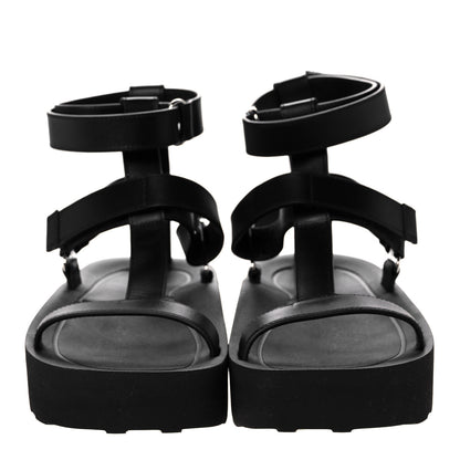 Hermes Calfskin Womens Enid Sandals 37 Black 2 of 8