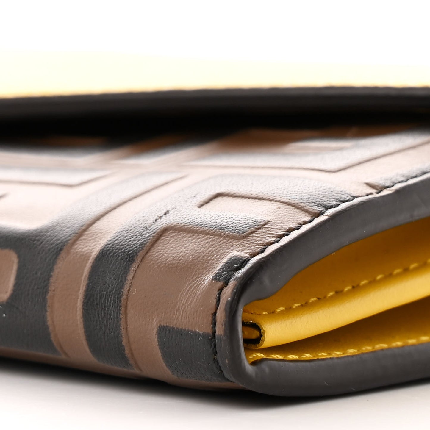 Vitello Cruise F is Fendi Bi-Color FF 1974 Embossed Continental Envelope Wallet On Chain Maya Black Sunflower