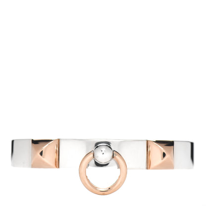 Hermes Sterling Silver 18K Rose Gold PM Collier De Chien Bracelet SH 1 of 5