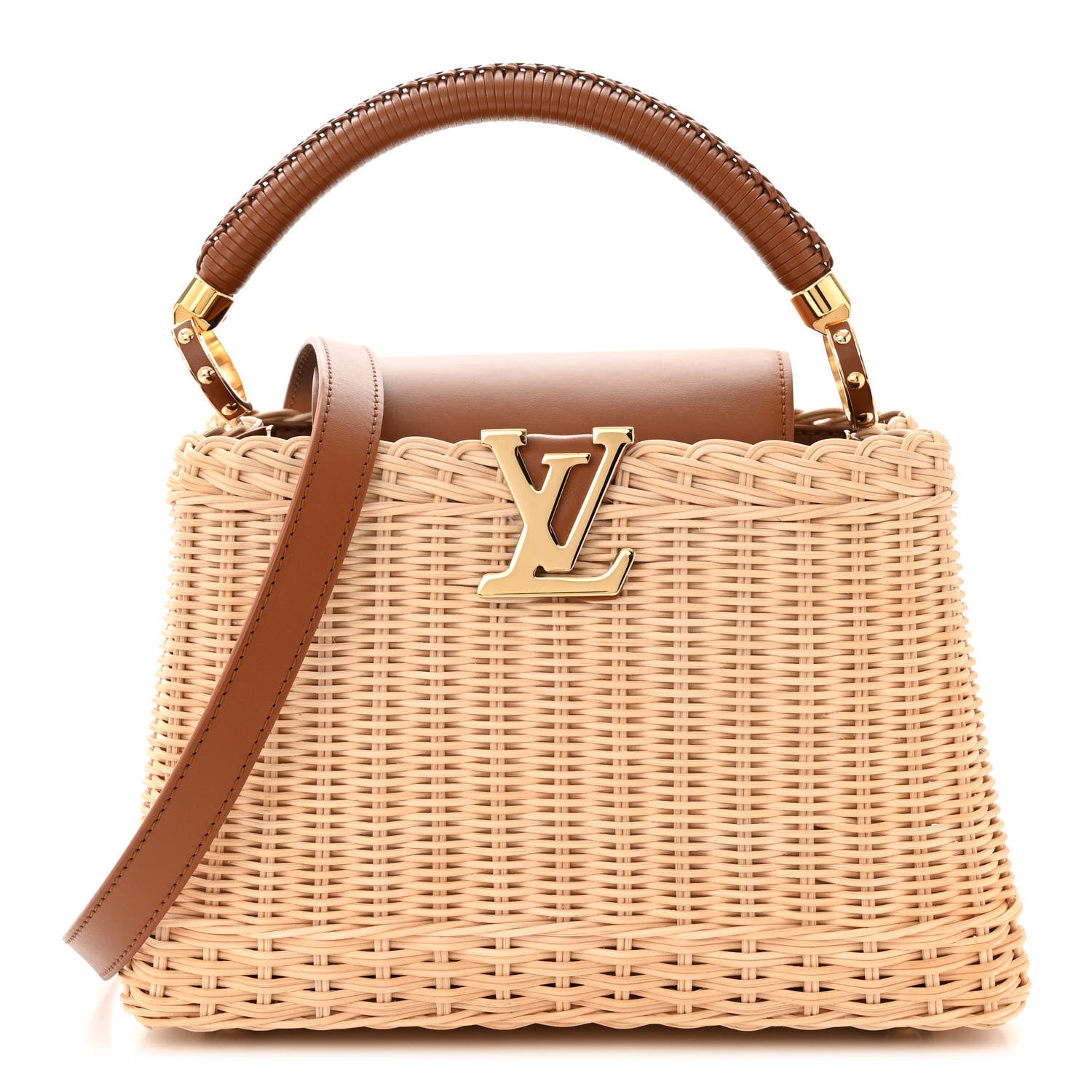 Louis Vuitton Rattan Calfskin Capucines BB Tan 1 of 10