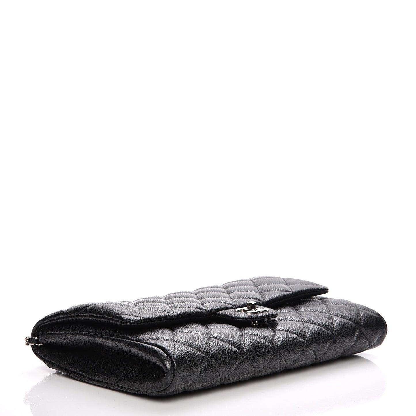 Caviar Quilted Clutch With Chain Flap Black