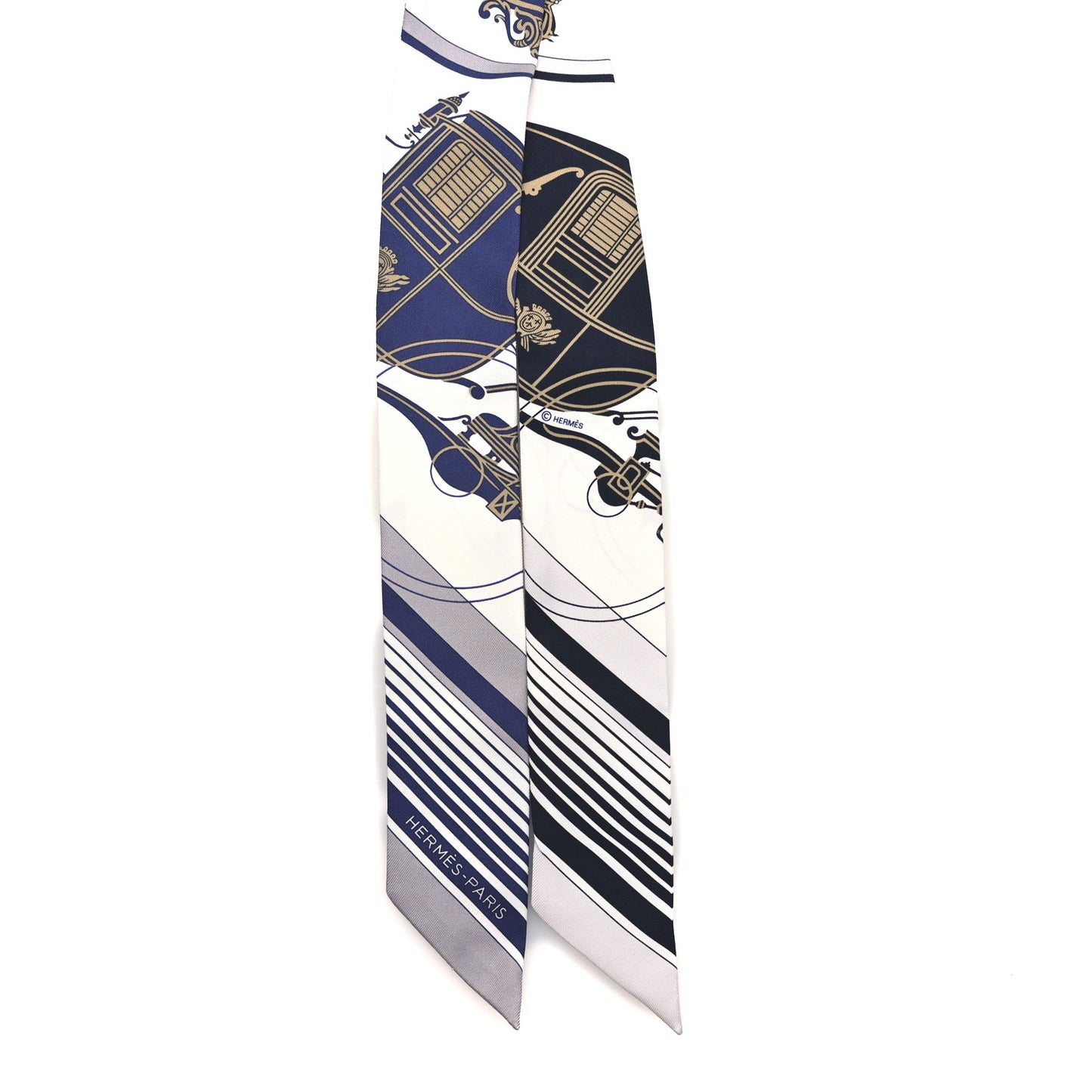 Silk Ex-Libris Twilly White Marine Gris