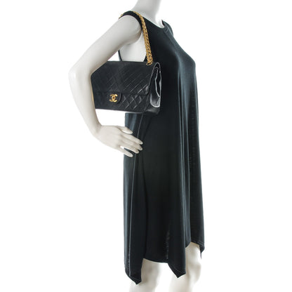 Chanel Lambskin Quilted Medium Double Flap Bijoux Chain Black 2 of 8
