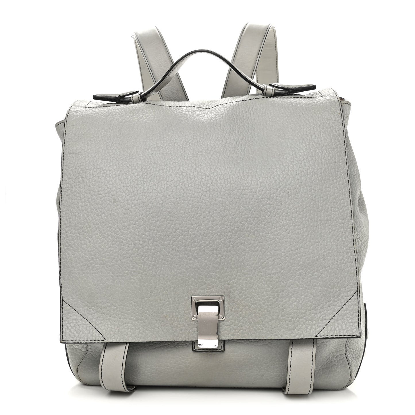 Pebbled Calfskin Small PS Courier Backpack Heather Grey