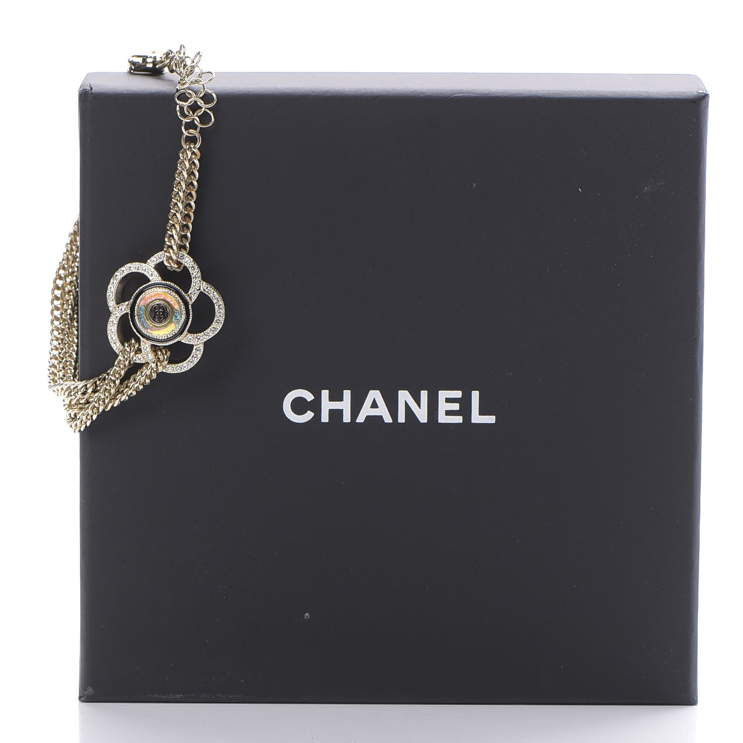 Chanel Resin Crystal CC Chain Camellia Bracelet Gold 5 of 5
