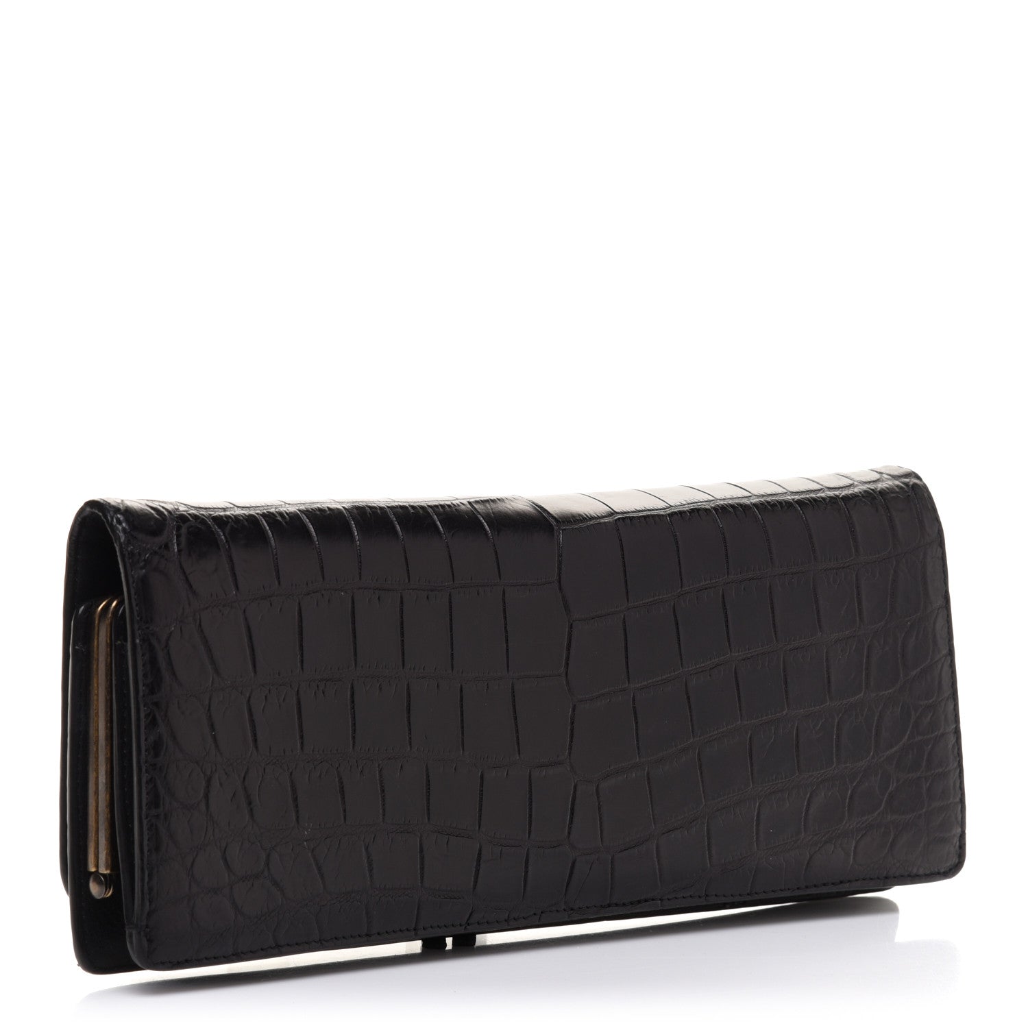 Balenciaga Crocodile Classic Hardware Papier Wand Clutch Black 3 of 12
