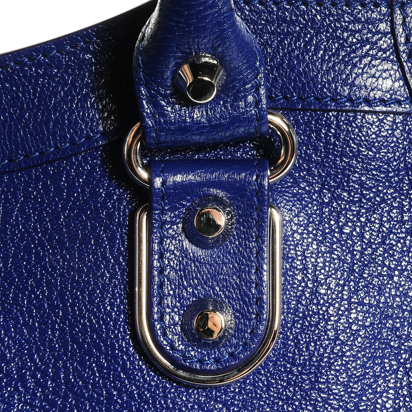 Chevre Silver Metallic Edge Hardware City Bleu Roi