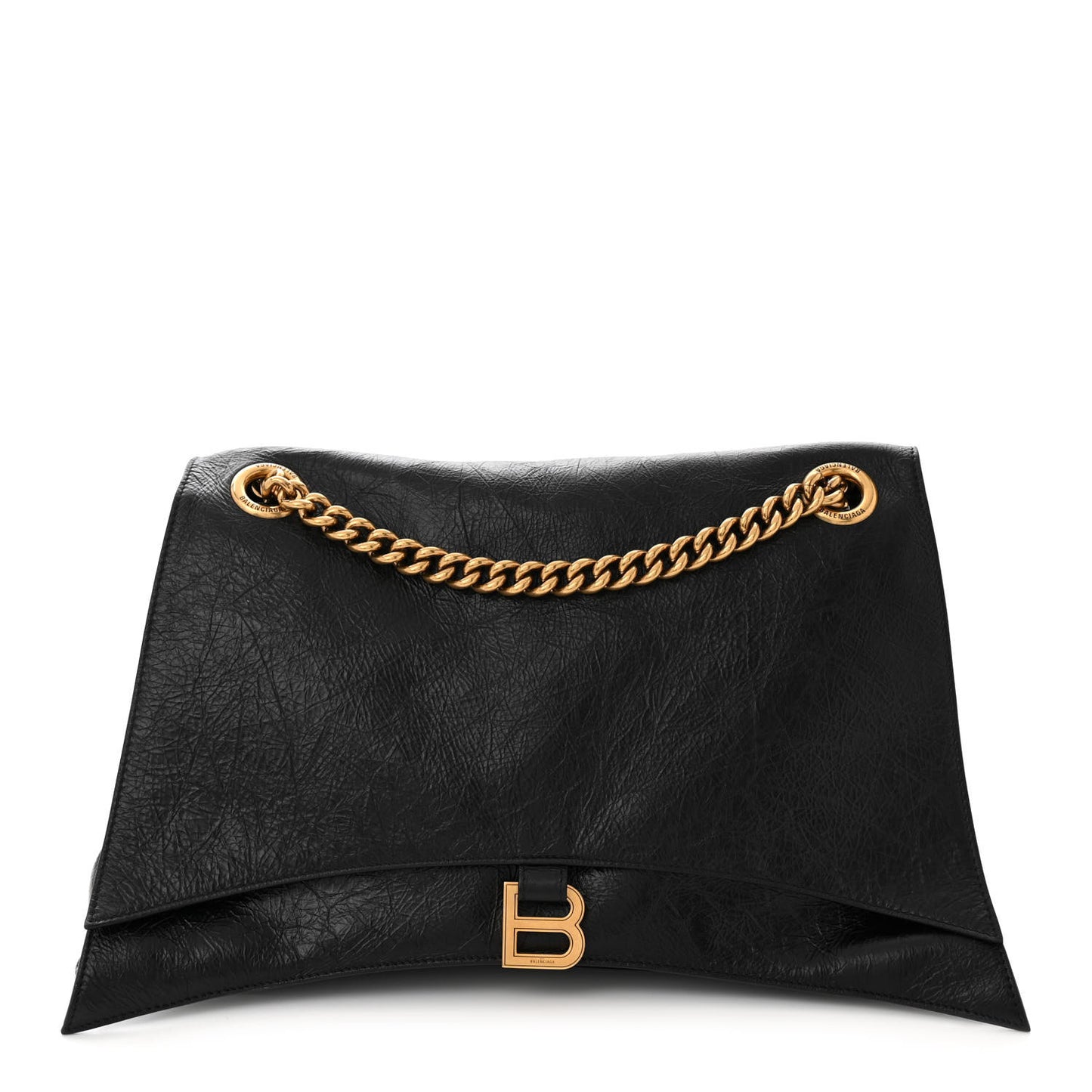 Crushed Calfskin Large Crush Chain Bag Black