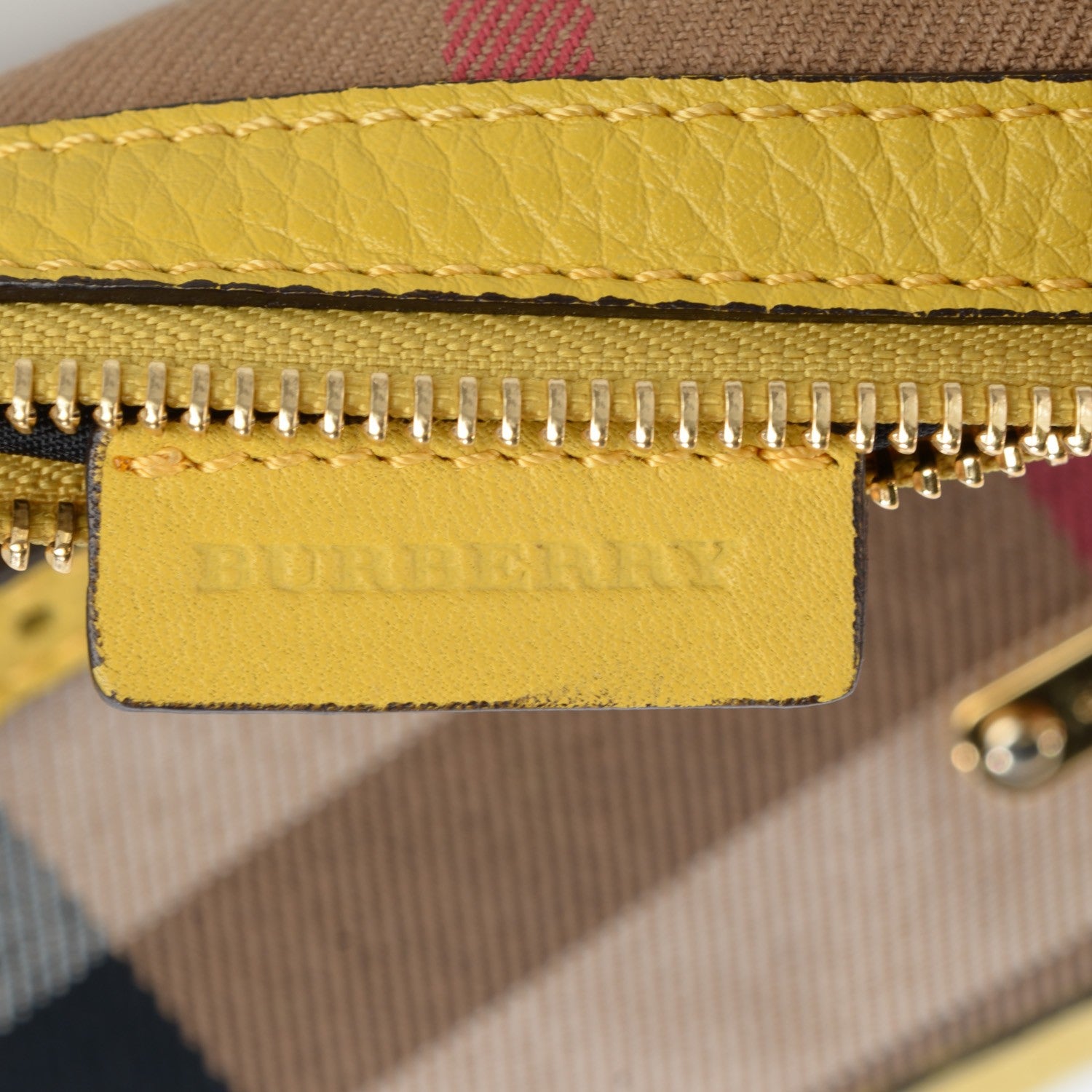 Burberry House Check Bridle Calfskin Peyton Crossbody Yellow 7 of 10