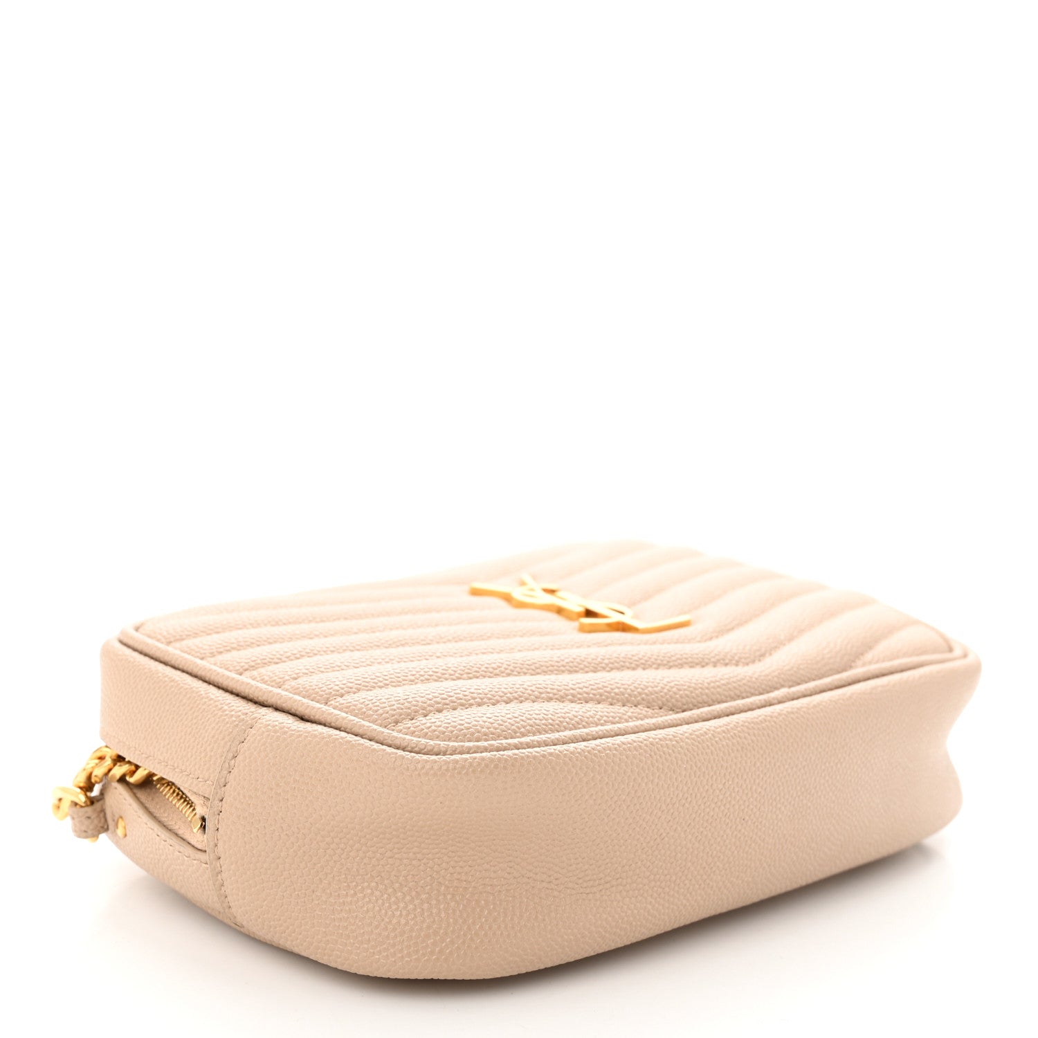 Saint Laurent Grain De Poudre Matelasse Monogram Mini Lou Camera Bag Dark Beige 4 of 11