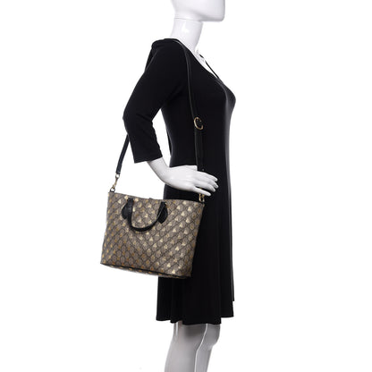 Gucci Soft GG Supreme Monogram Bees Small Crossbody Tote Beige Oro Black 2 of 10