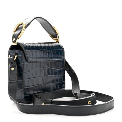 Chloe Calfskin Crocodile Embossed Mini C Double Carry Full Blue 3 of 10