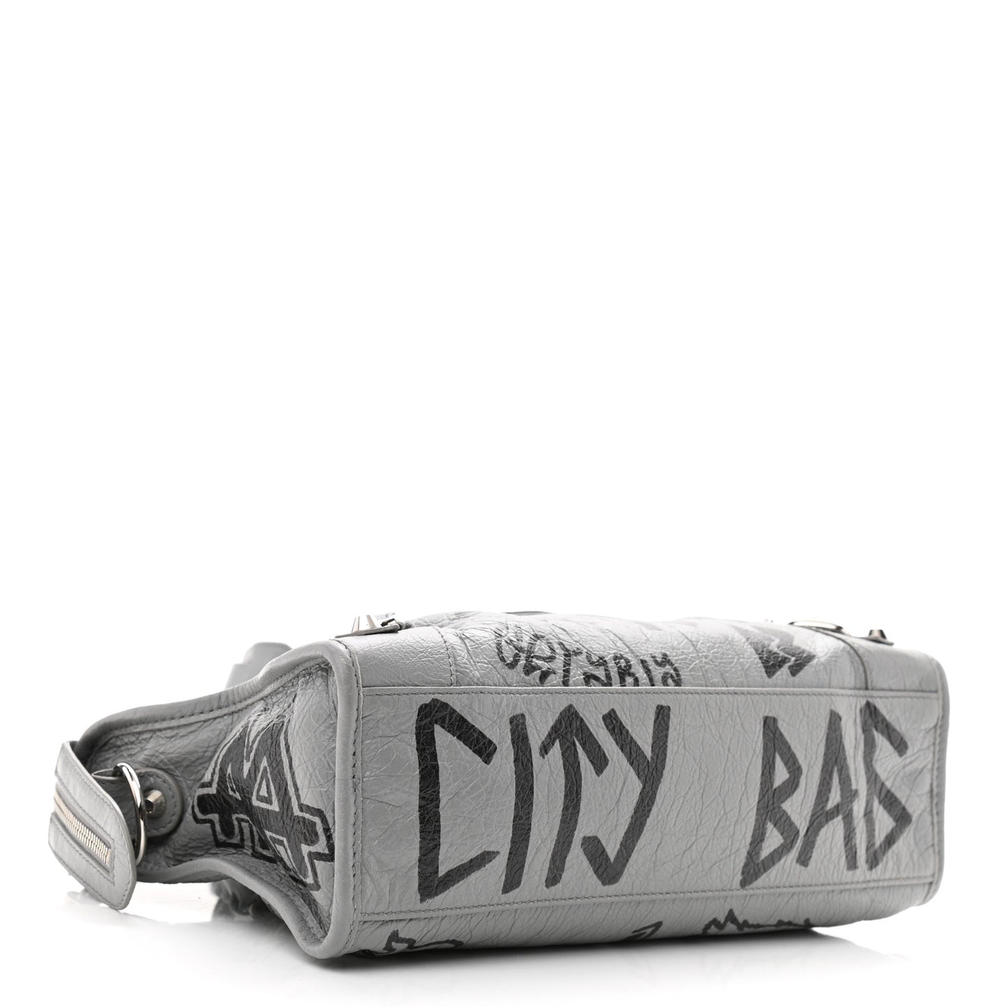 Agneau Arena Graffiti All Over Classic Silver Hardware S City Balenciaga Grey Black