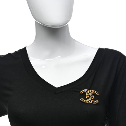 Chanel Gripoix Poured Glass Along The Nile CC Brooch Black Gold 2 of 4
