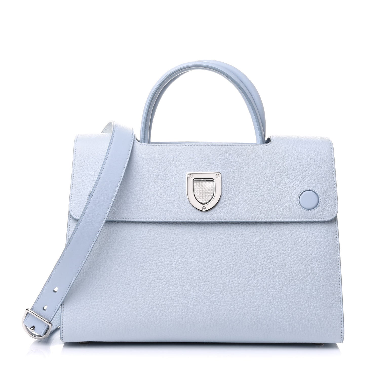 Grained Calfskin Medium Diorever Flap Light Blue