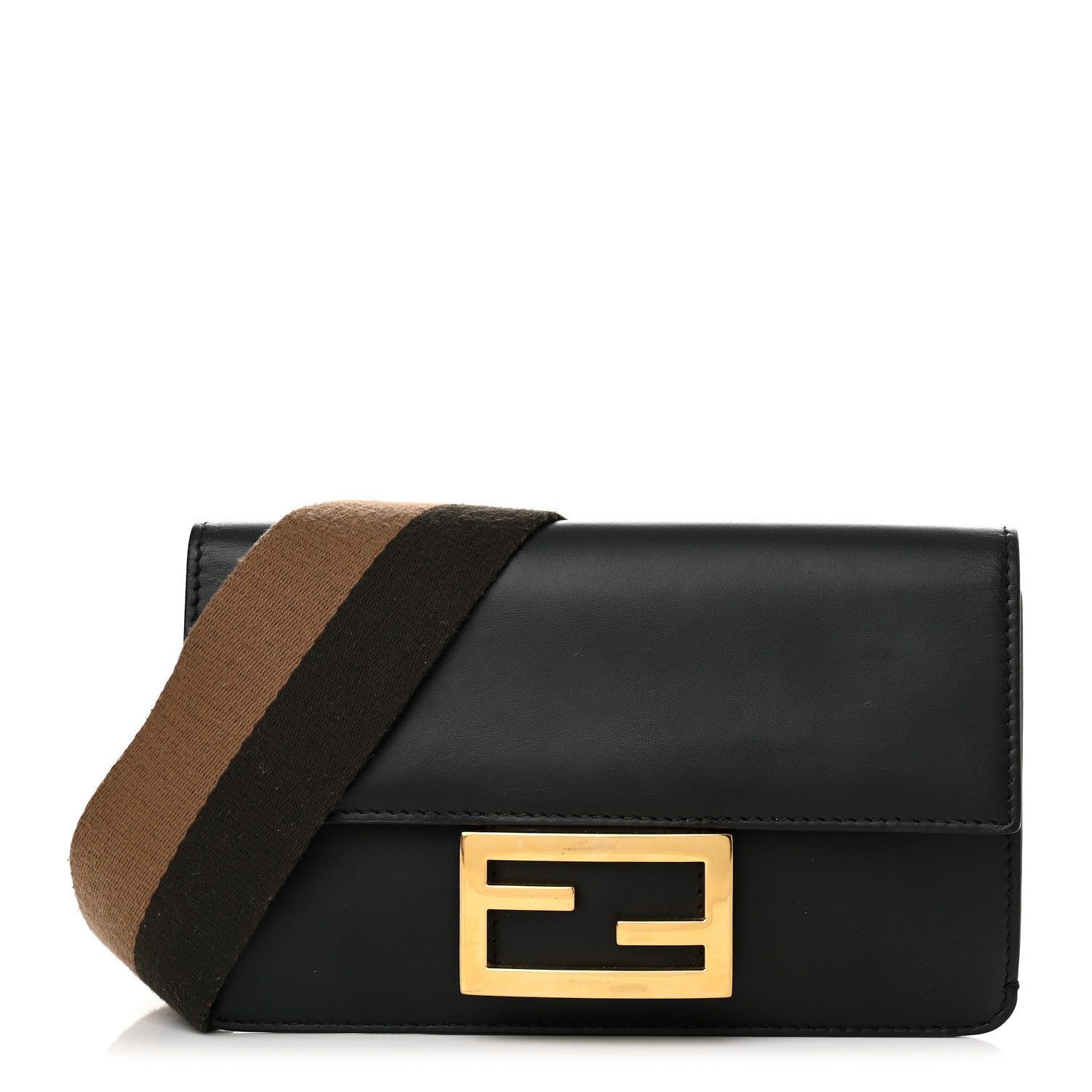 Fendi Vitello King Mini Flat Baguette Black 1 of 12