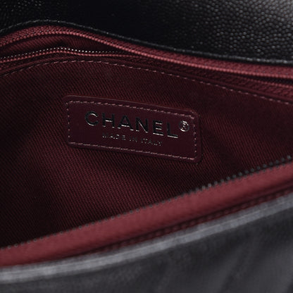 Chanel Caviar Chevron Quilted Small Coco Handle Flap So Black 6 of 10