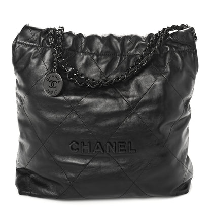 Chanel Shiny Calfskin Quilted Small Chanel 22 So Black 1 of 9