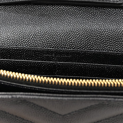 Saint Laurent Grain De Poudre Matelasse Chevron Monogram Chain Wallet Black 7 of 10