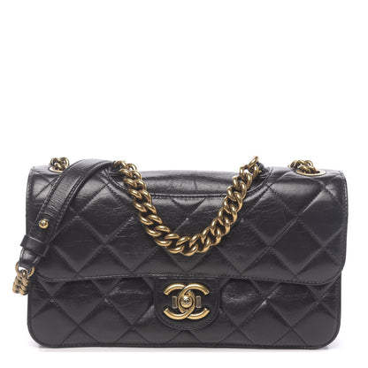 Chanel Glazed Calfskin Quilted Medium Perfect Edge Flap Black 1 of 10