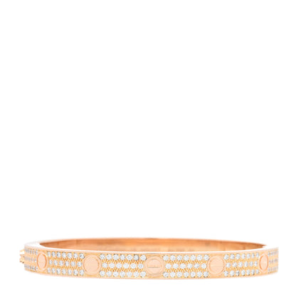 Cartier 18K Pink Gold Diamond LOVE Paved Bracelet 18 1 of 5