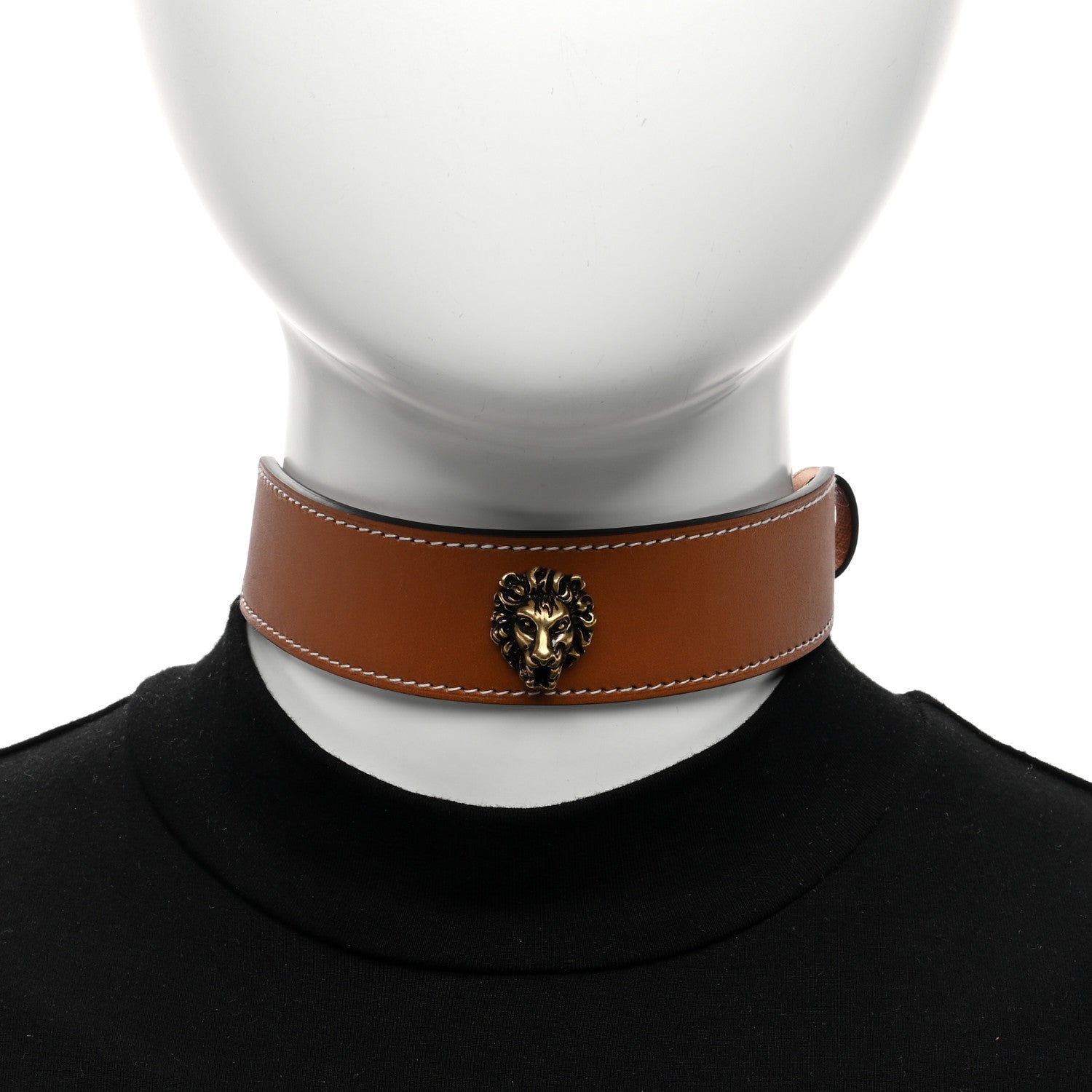 Gucci Calfskin Lion Choker Brown 2 of 5