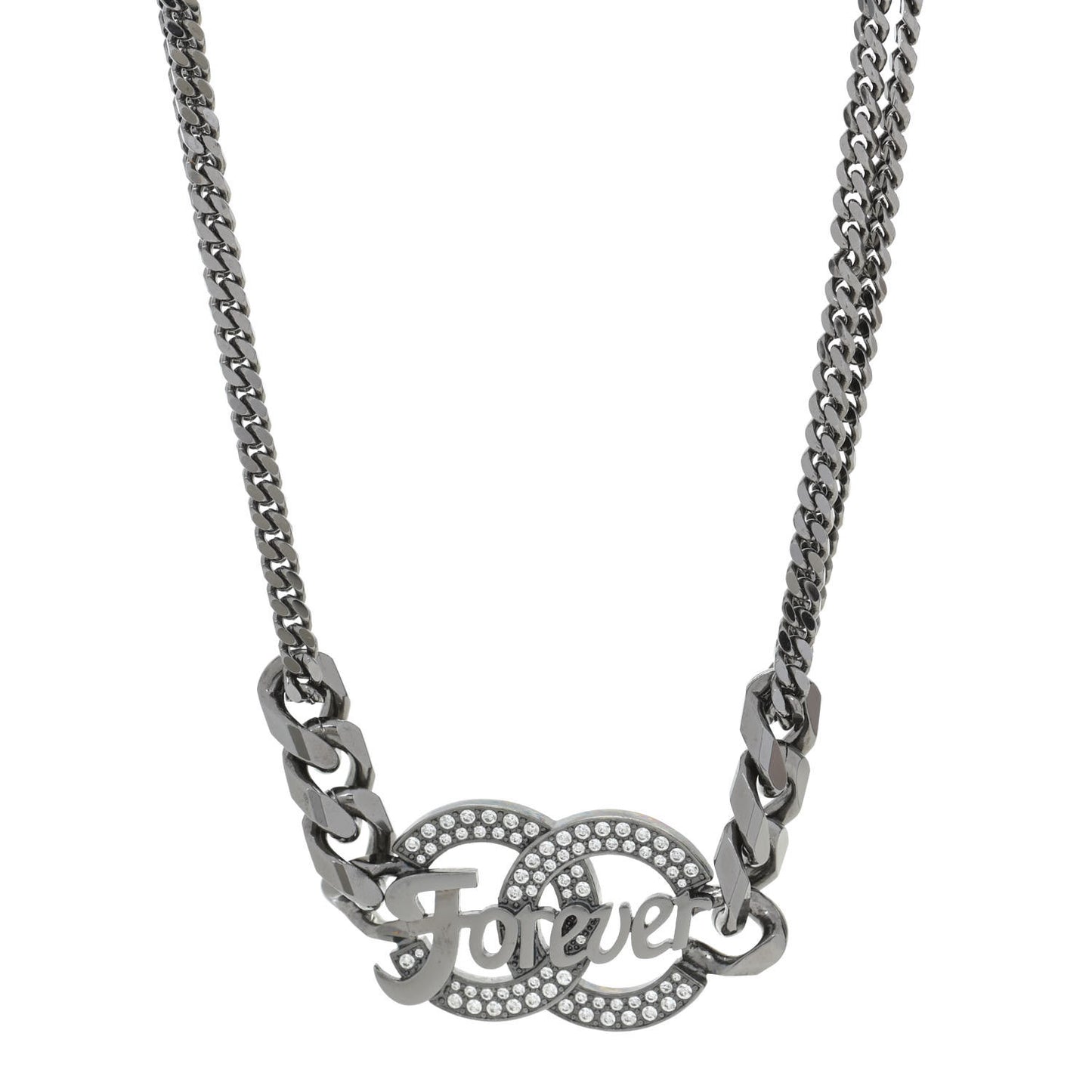 Crystal CC Forever Necklace Ruthenium
