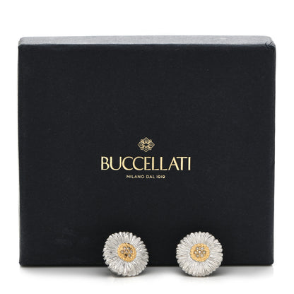 Buccellati Sterling Silver Gold Vermeil Diamond Small Blossoms Daisy Button Earrings 5 of 5