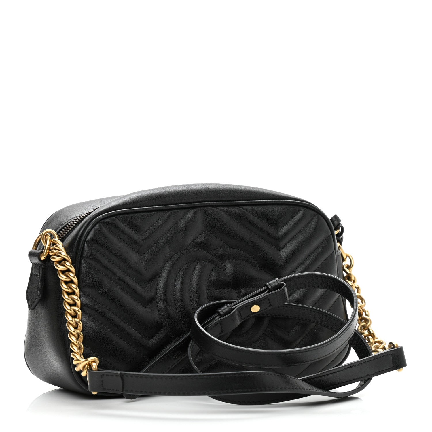 Gucci Calfskin Matelasse Small GG Marmont Chain Shoulder Bag Black 3 of 13