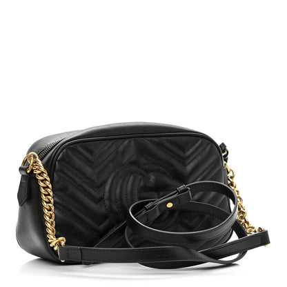 Gucci Calfskin Matelasse Small GG Marmont Chain Shoulder Bag Black 3 of 13