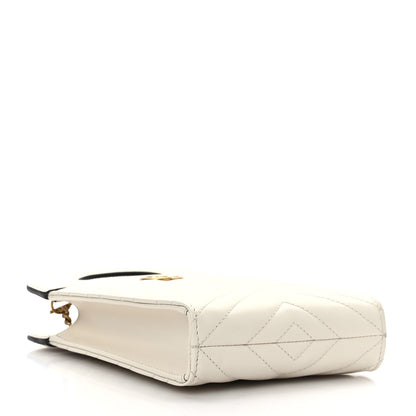 Gucci Calfskin Matelasse Chevron Mini GG Marmont Top Slip Handle Crossbody Bag Mystic White 4 of 7