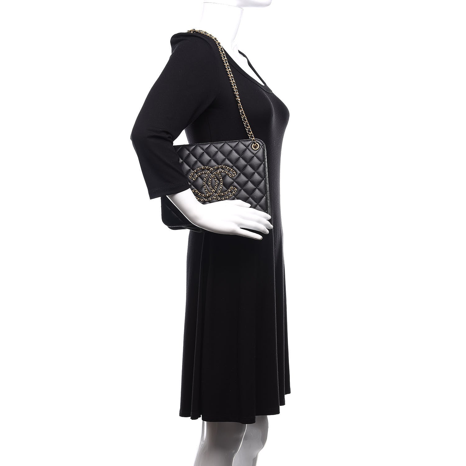 Chanel Calfskin Quilted CC Chain Accordion Tote Black 2 of 16