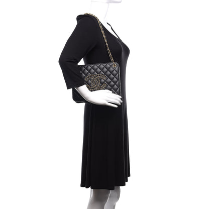Chanel Calfskin Quilted CC Chain Accordion Tote Black 2 of 16