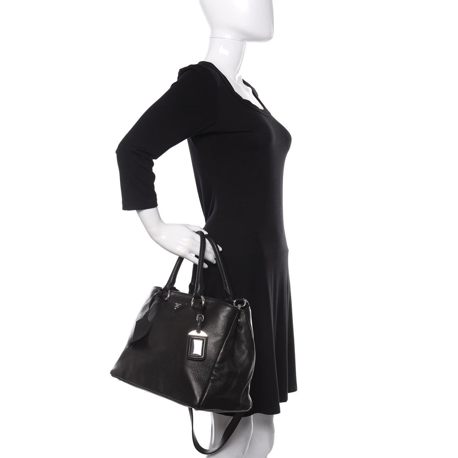 Prada Cervo Deerskin Shopping Tote Black 3 of 10