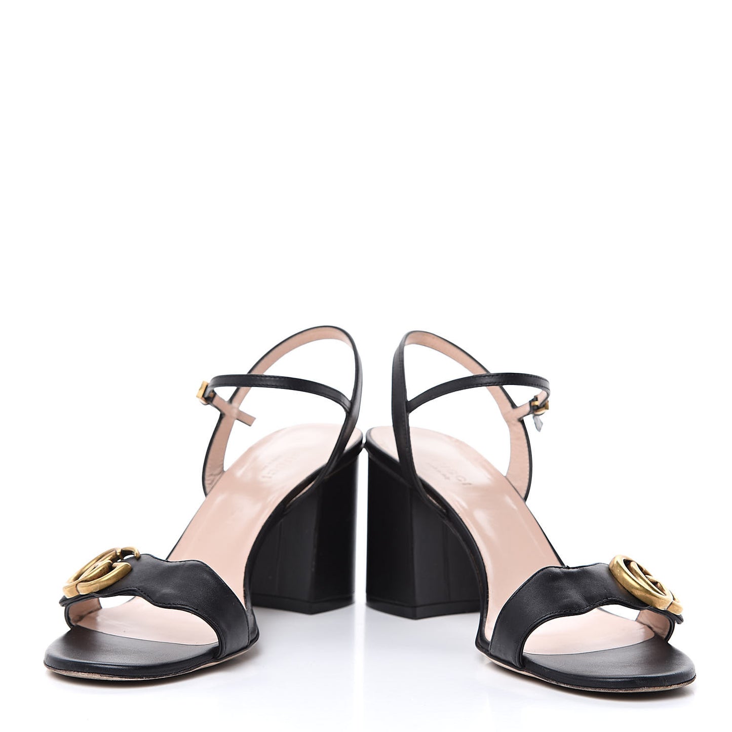 Lifford Calfskin GG Marmont Ankle Wrap 75mm Sandals 39 Black
