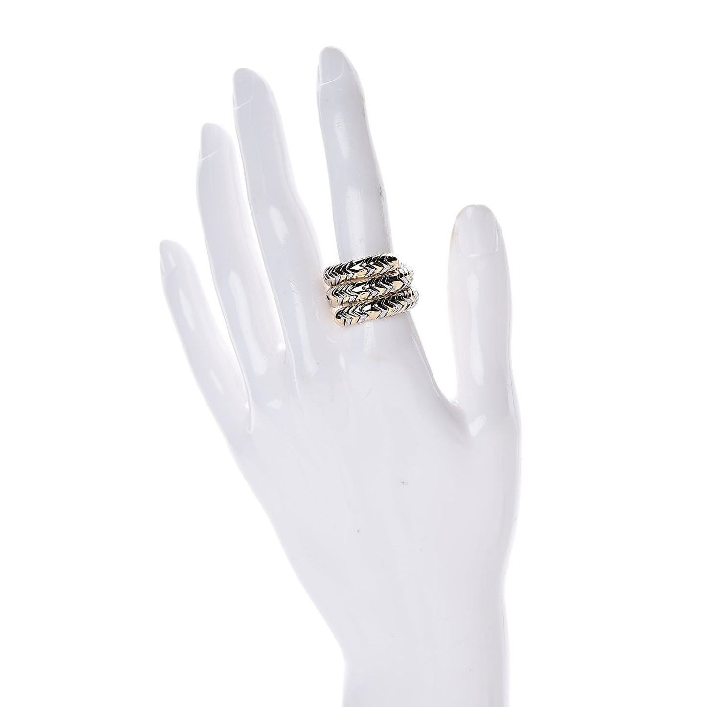18K Yellow Gold Stainless Steel Spiga Tubogas Ring 55 7.25