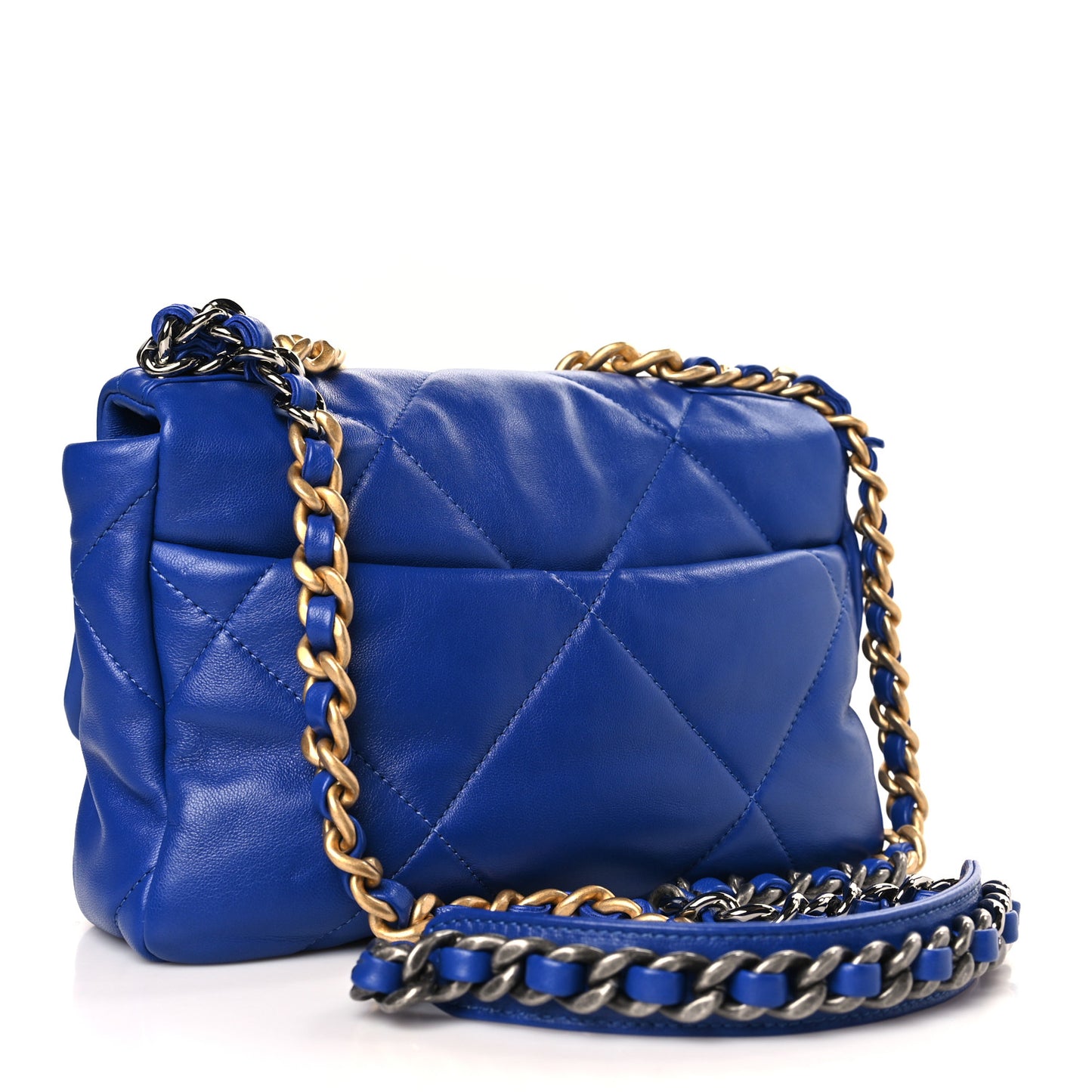 Lambskin Quilted Medium Chanel 19 Flap Blue