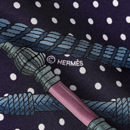 Hermes Silk Clic Clac a Pois Maxi Twilly Rose Vif Marine Prune 4 of 4