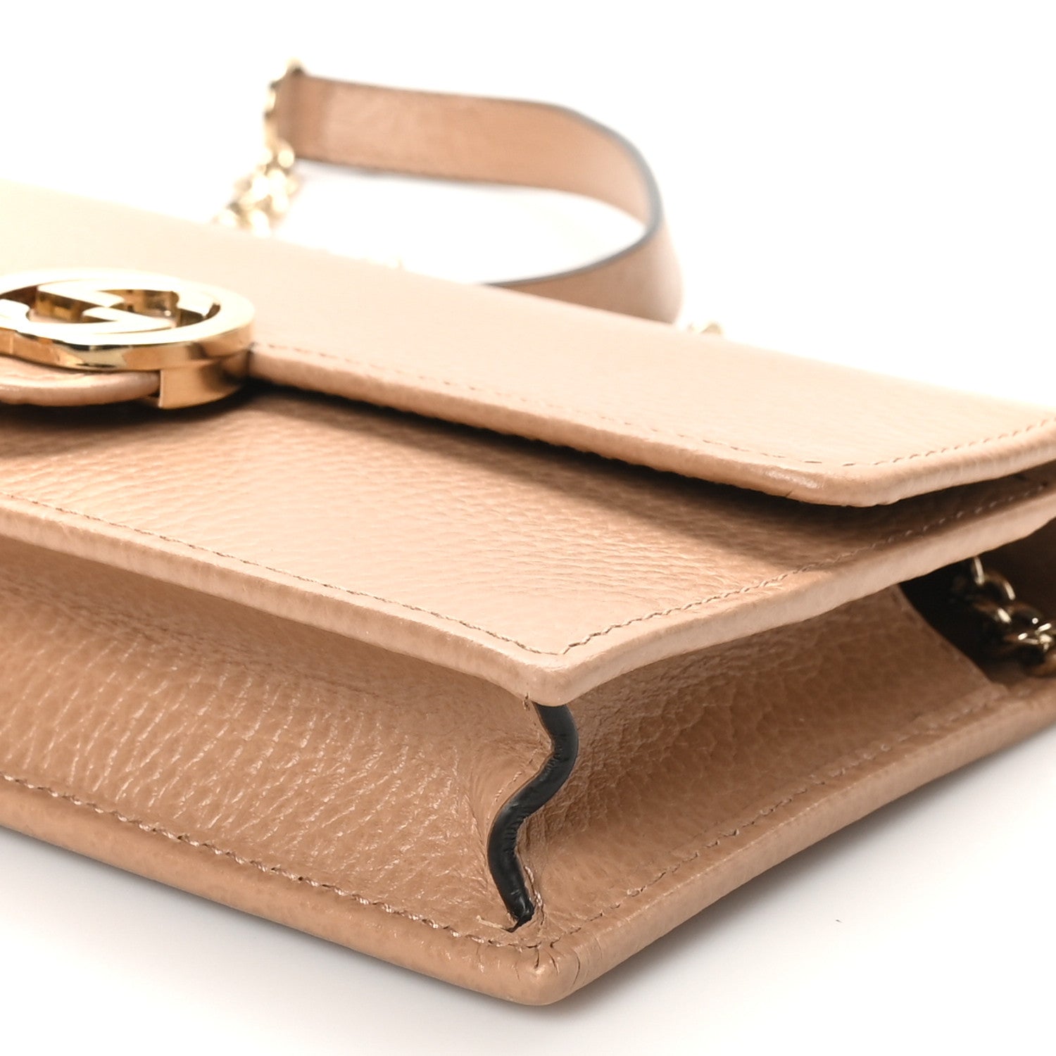 Gucci Dollar Calfskin Interlocking G Chain Wallet Camelia 10 of 10